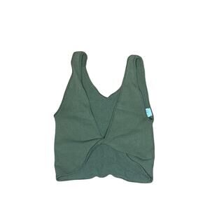 Urban Outfitters Ribbed Tie-Back Wrap Crop Tank Olive Green M/L